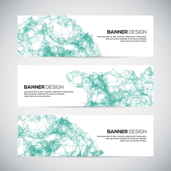 Banners with abstract colorful triangulated lined geometric background — Stock Vector