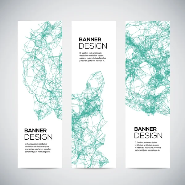 Banners met abstract kleurrijk triangulated bekleed geometrische achtergrond — Stockvector