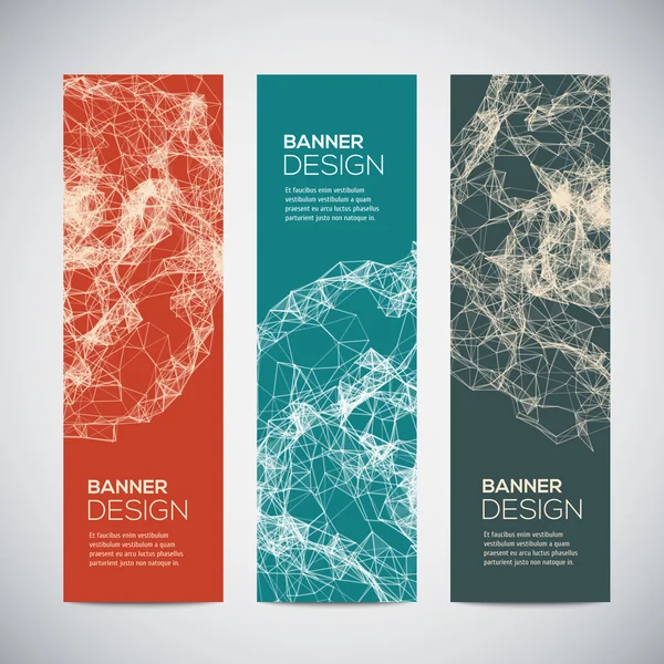 Banners com abstrato colorido triangulado forrado fundo geométrico —  Vetores de Stock