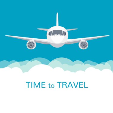 Geniş kanatlı uçaklar mavi bulutlu gökyüzünde uçuyor