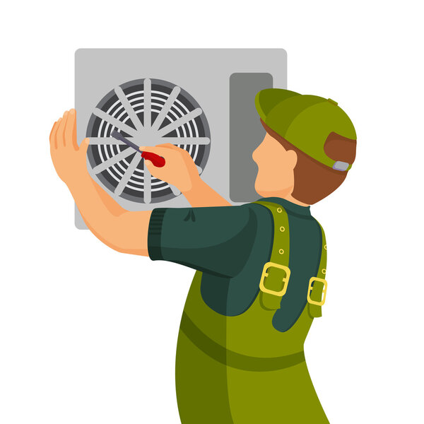 Air conditioner unit repair and installing concept