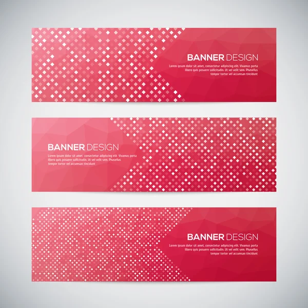 Banners with abstract colorful geometric squared pattern and background — Stock Vector