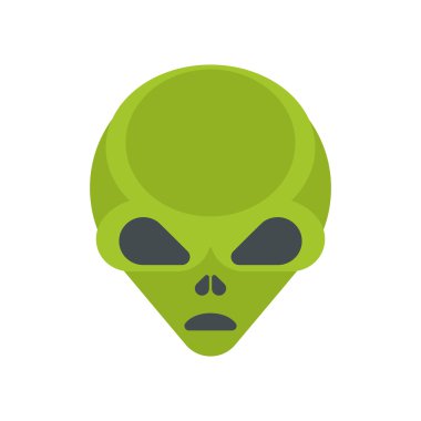 Yeşil çizgi film izole kafa yabancılar. Vektör çizim.