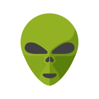 Yeşil çizgi film izole kafa yabancılar. Vektör çizim.