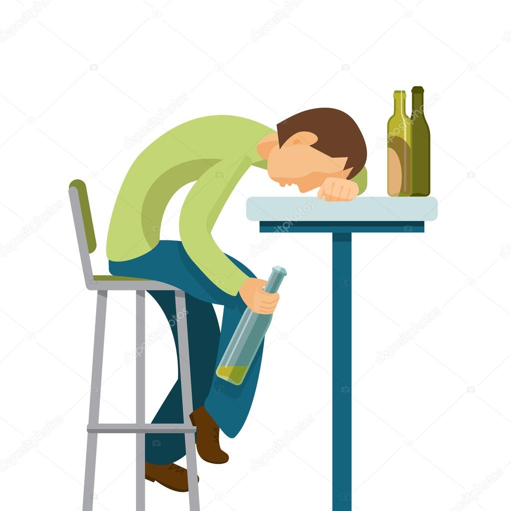 Alcohol abuse concept. Guy has drunk too much. Stock Vector Image by ...