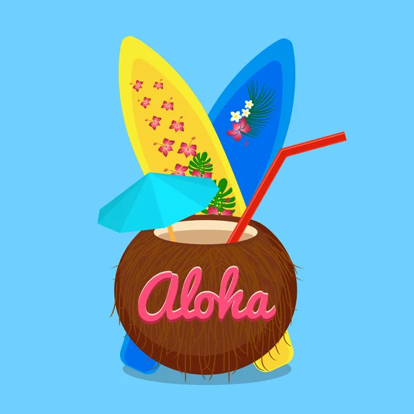 Aloha Hawaï vie heureuse insouciante, illustration vectorielle — Image vectorielle