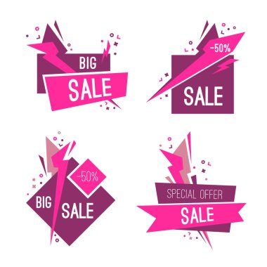 Büyük özel satış afiş kümesi.