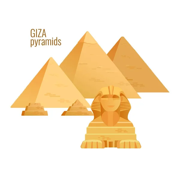 Gizeh piramides. Egypte oude reis architectuur gezicht. Vector — Stockvector