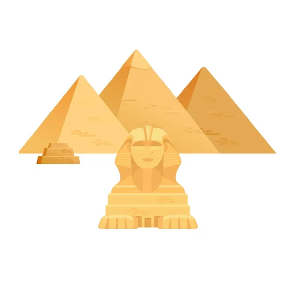 ギザピラミッドエジプト古代の旅行建築の光景。ベクトル — ストックベクタ