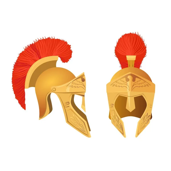 角斗士头盔设置。罗马古代兵器为头。B.病媒 — 图库矢量图片