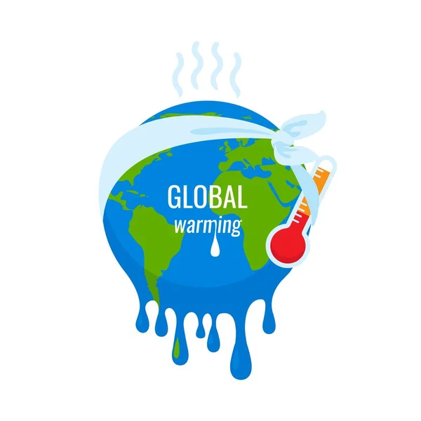 Global warming concept. Earth planet environment and nature heat idea. Vector — Stock Vector