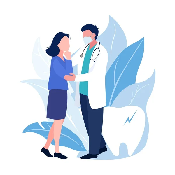 Médico y paciente o concepto medial y de salud. El hombre y la mujer hablan de salud. Vector — Archivo Imágenes Vectoriales