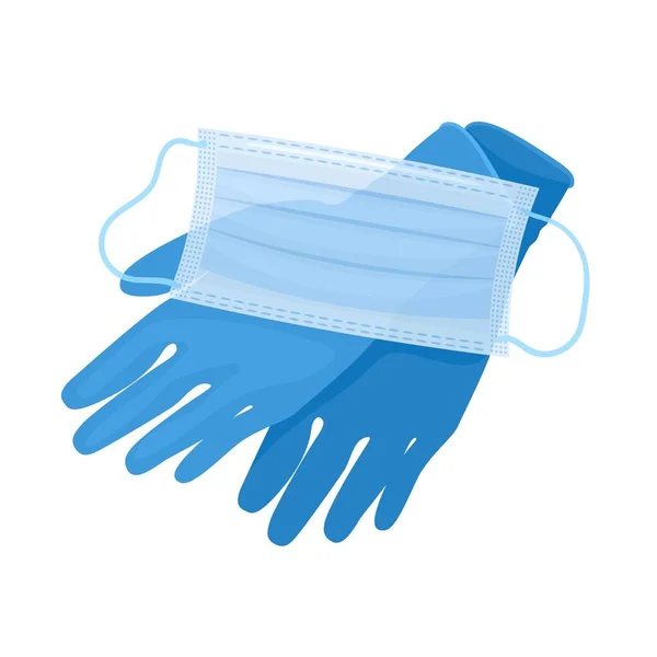 Medicinsk handskar och mask isolerad på vit bakgrund. Hälsoskydd och säkerhetsutrustning mot virus. Vektor — Stock vektor