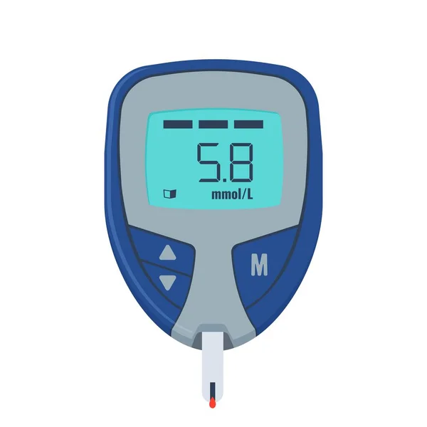 Test de glucose. Dispositif médical pour mesurer le sucre dans le sang. Vecteur — Image vectorielle