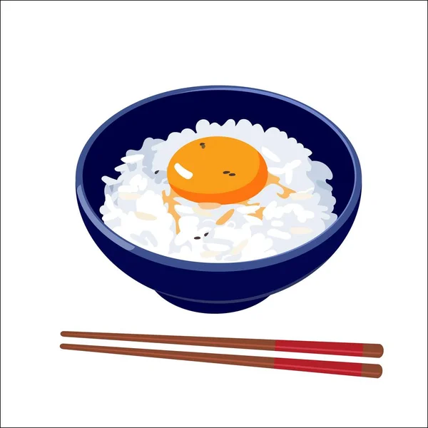 Gohan. Bowl of food. Traditional Japanese healthy rice meal. Vector — Stock Vector