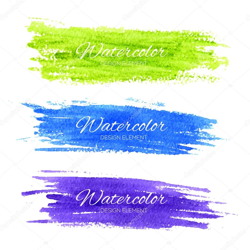 Colorful vector watercolor brush strokes