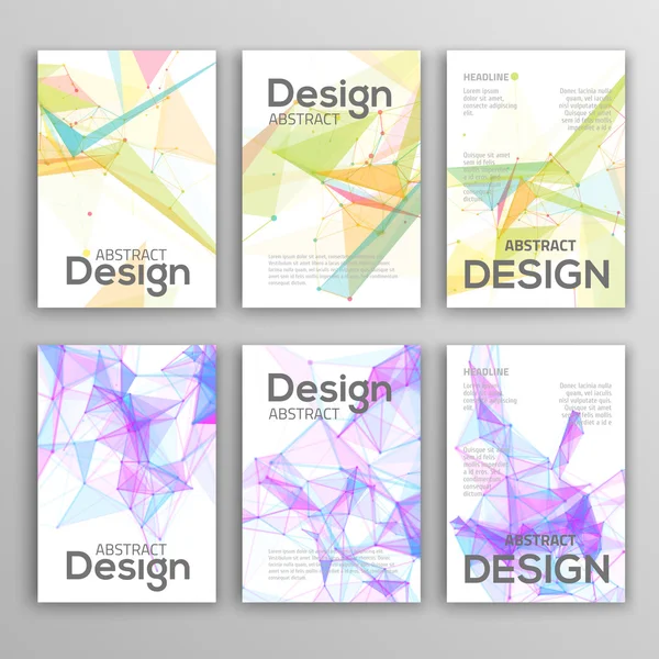 Set folder, Brochure ontwerpsjablonen. Geometrische driehoekige moderne abstracte achtergronden. — Stockvector