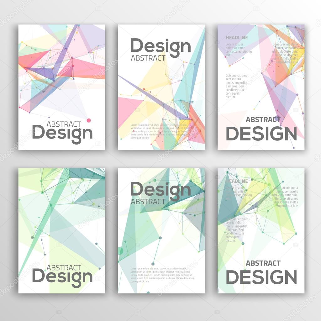 Set of Flyer, Brochure Design Templates. Geometric Triangular Abstract Modern Backgrounds.
