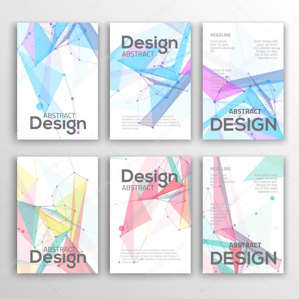 Set of Flyer, Brochure Design Templates. Geometric Triangular Abstract Modern Backgrounds.
