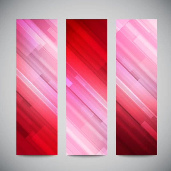 Kırmızı düşük Poli vektör dikey Bannerlar poligonal soyut çizgilerle ayarla. Soyut vektör poligonal parlak arka plan. Vektör web düğmeleri. Tasarım vektör öğeleri — Stok Vektör