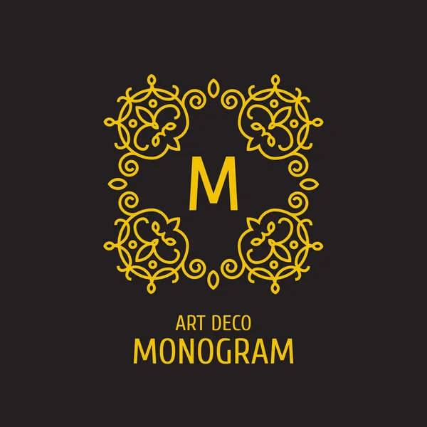 Modelo de design de monograma floral logotipo floral vintage. Design de logotipo lineart elegante, ilustração vetorial . — Vetor de Stock
