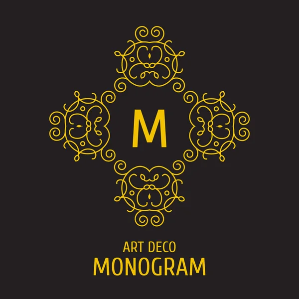 Modelo de design de monograma floral logotipo floral vintage. Design de logotipo lineart elegante, ilustração vetorial . — Vetor de Stock