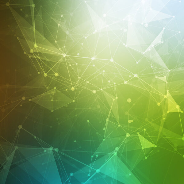 Abstract polygonal low poly dark background with connecting dots and lines. Connection structure. Vector science background. Polygonal vector background. Futuristic HUD background.