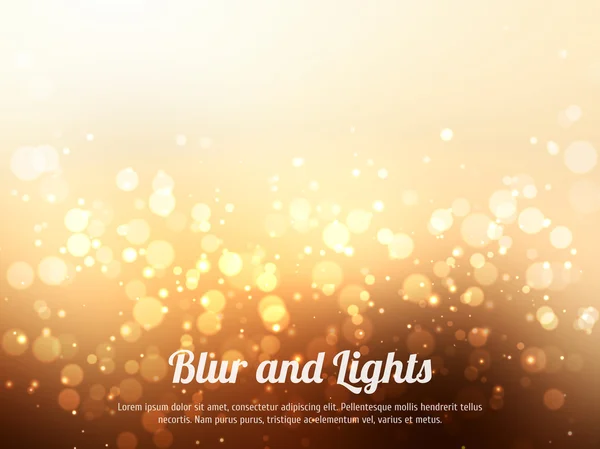 Abstract gold colorful bokeh background. Festive background with defocused lights. Magical background with colorful bokeh. — Stock Vector