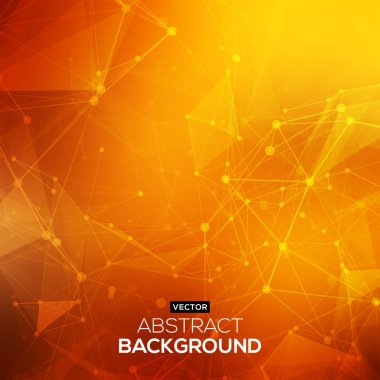 Abstract polygonal orange red low poly background with connecting dots and lines. Connection structure. Vector science background. Polygonal vector background. Futuristic HUD background.