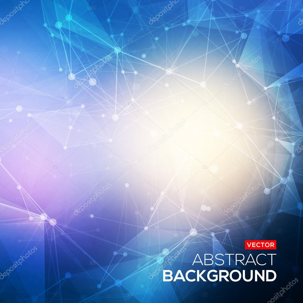 Abstract polygonal blue colorful low poly bright background with connecting dots and lines. Connection structure. Vector science background. Polygonal vector background. Futuristic HUD background.