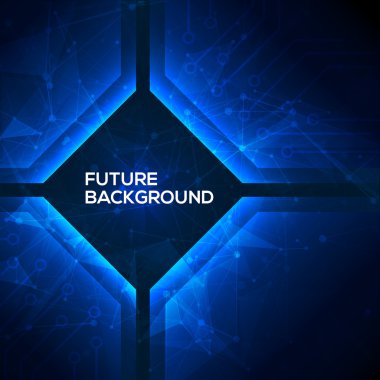 Derin mavi geomepric soyut teknolojik altyapı.