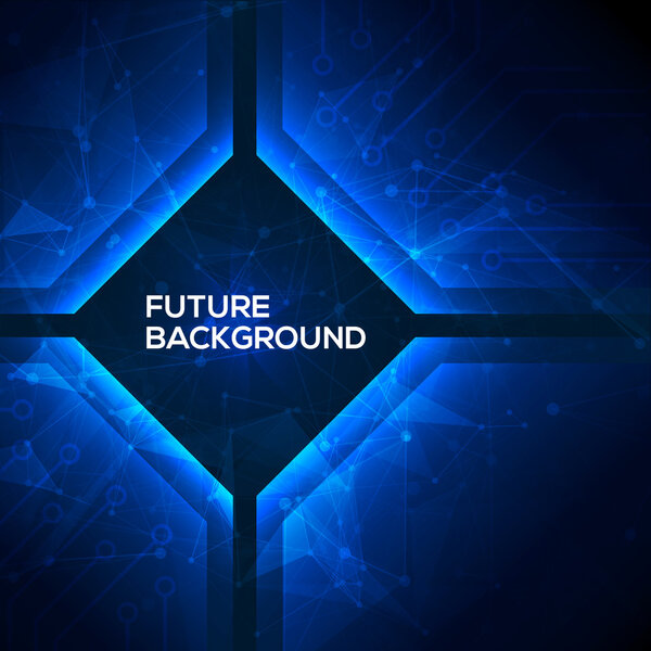 Deep blue geomepric abstract technology background.