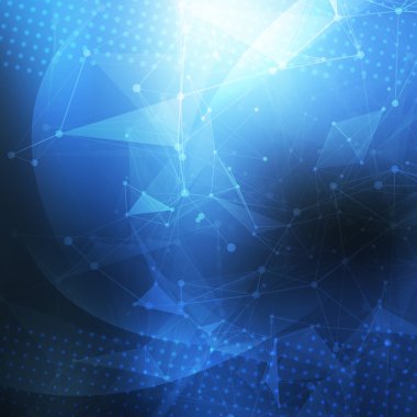 Geometrik arka plan. Tel kafes kafes poligonal arka plan. Soyut formu bağlı çizgiler ve noktalar. Poligonal düşük Poli koyu arka plan-noktalar ve çizgiler bağlanma. 