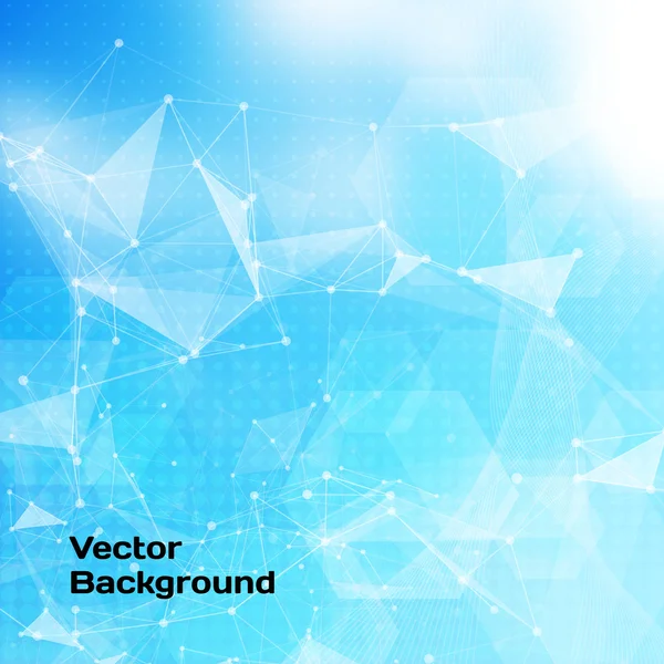 Resumen de baja poli azul brillante tecnología vector de fondo. Estructura de conexión. Antecedentes científicos de datos vectoriales. Fondo vector poligonal. Molécula y fondo de comunicación . — Archivo Imágenes Vectoriales