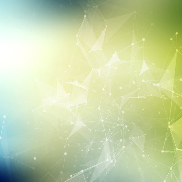 Abstract geometric background. Wireframe mesh polygonal background. Abstract form with connected lines and dots. Abstract polygonal low poly dark background with connecting dots and lines. 