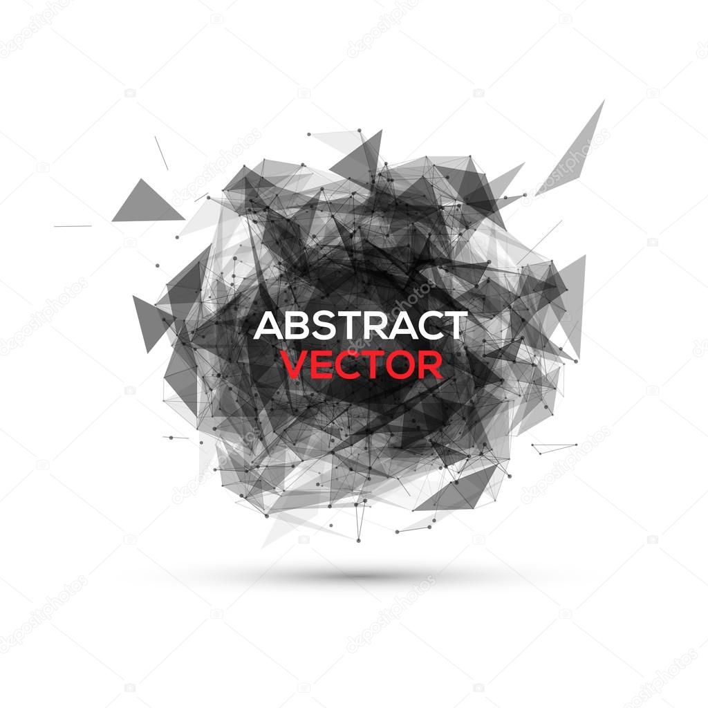 Abstract black geometric explosion. Vector speech buble.