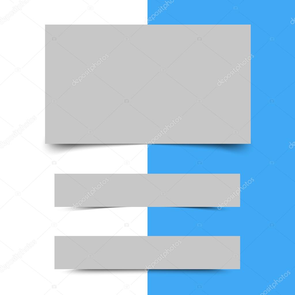 Banners with shadows. Paper shadows. Set of transparent realistic shadow effects. Set of Box Shadows. Web banners. Increase sizes and change rectangle proportions to necessary without quality loss.