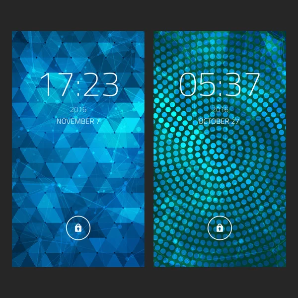 Mobiele interface behang ontwerp. Set van abstracte elegante achtergrond met geometrische stijl voor smartphones, mobiele telefoons, apparaten. Schoon en modern design — Stockvector