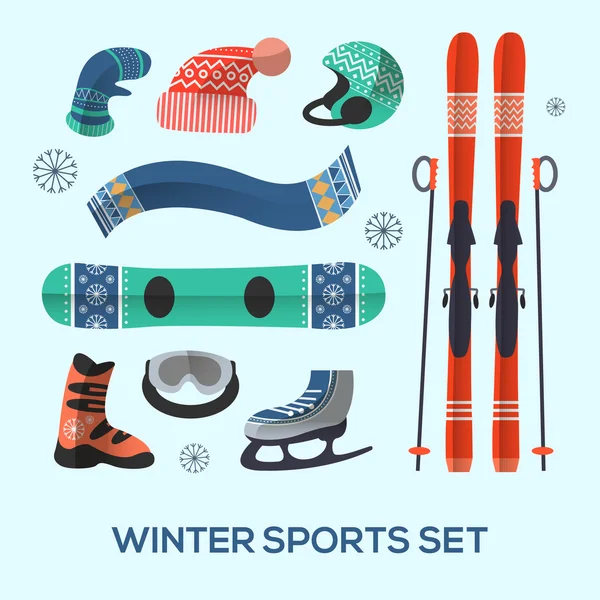 Conjunto de elementos de design de esportes de inverno. Ícone de esportes de inverno em estilo plano . — Vetor de Stock