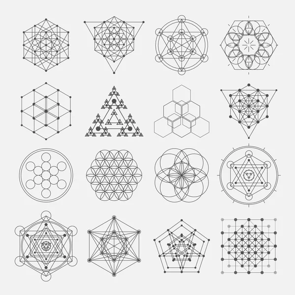 Heilige geometrie vector design elementen. Alchemie, religie, filosofie, spiritualiteit, hipster symbolen en elementen. — Stockvector