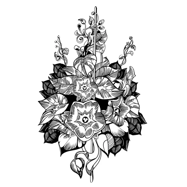 Grimpez vecteur de fleurs. Floral, monochrome, fond vectoriel vintage . — Image vectorielle