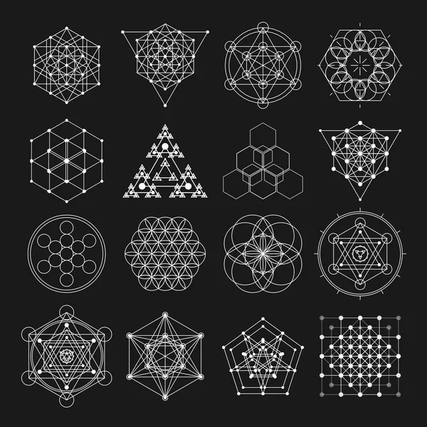 Kutsal geometri vektör tasarımı elementleri. Simya, din, felsefe, maneviyat, hipster sembolleri ve elementler.. — Stok Vektör