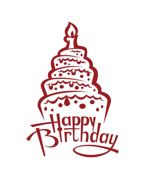 Festive Big Cake.Letters Happy Birthday. Greeting Card or