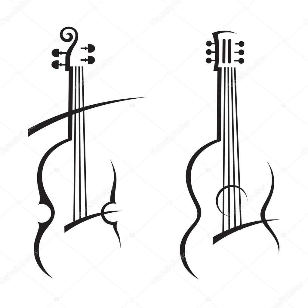 Abstract illustration of violin and guitar