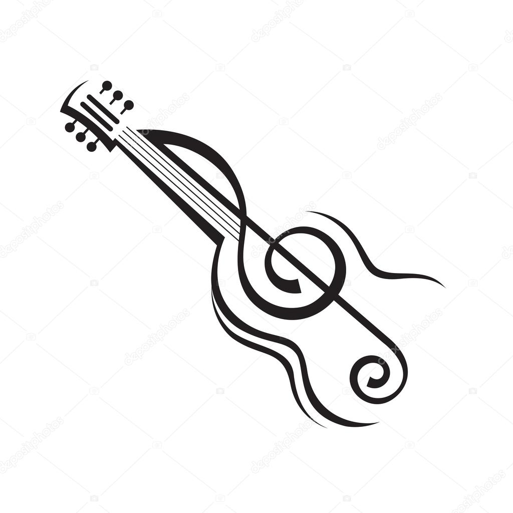 Abstract monochrome illustration of guitar