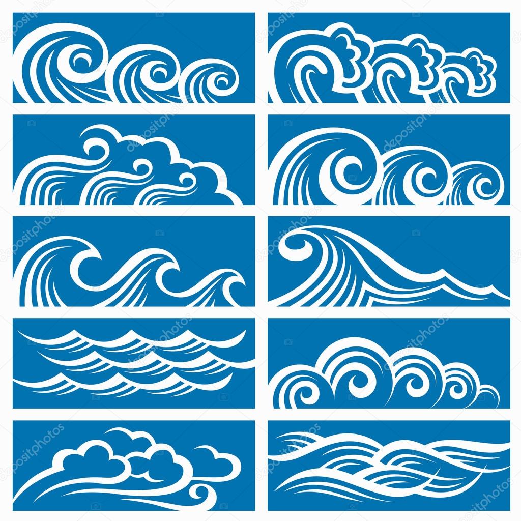 Collection of sea waves icons