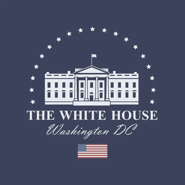 White House Building Icon Washington Isolated Blue Background — Stock Vector