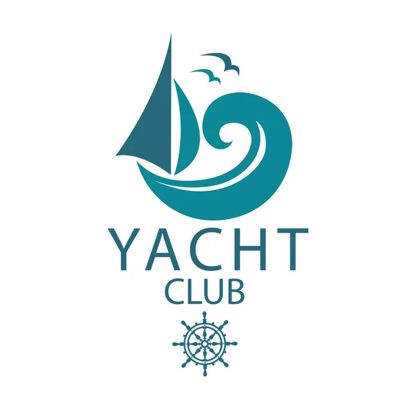 Ikony Jachtów Falami Morskimi Mewy Izolowane Białym Tle — Wektor stockowy