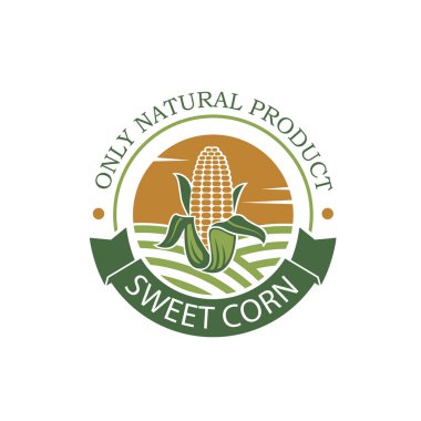 tatlı mısır koçanı etiketi beyaz arkaplanda izole