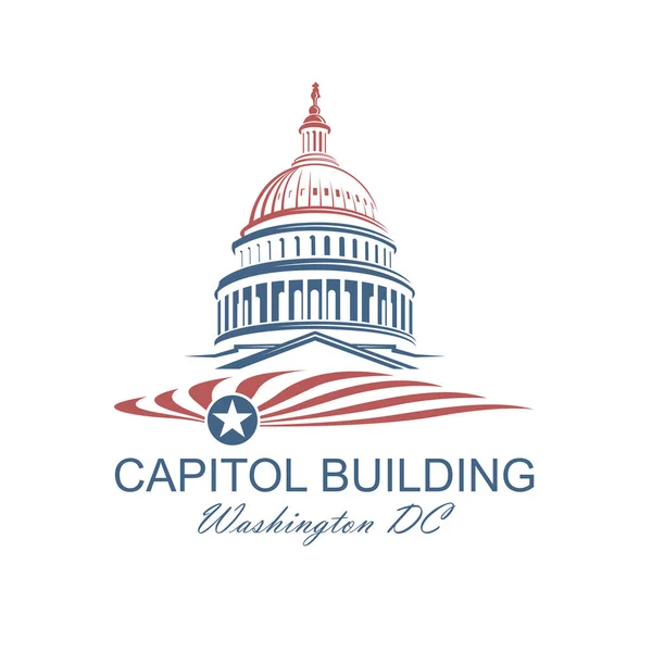 Ikona Budovy Spojených Států Capitol Washingtonu Izolované Bílém Backgrpound — Stockový vektor